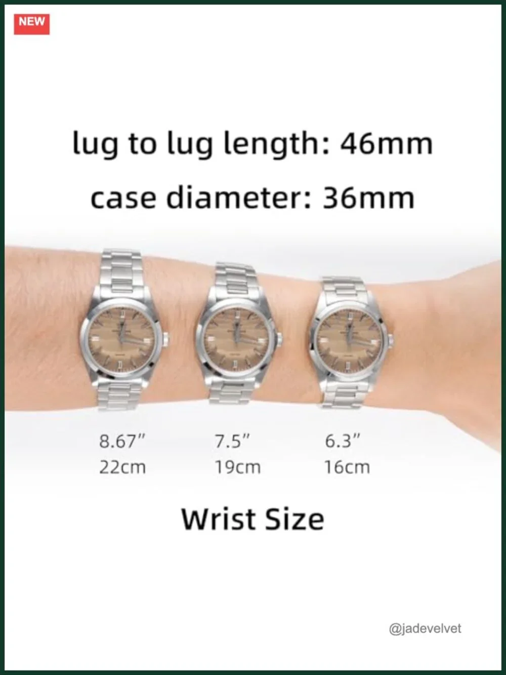Men's 36mm Quartz Watch Stainless Steel 100m Waterproof